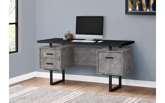 computer desk - 60 l - black - grey concrete - black metal