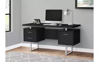 computer desk - 60 l - black - silver metal