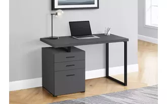 computer desk - 48 l - modern grey - black metal - l-r