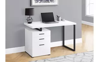 computer desk - 48 l - white - black metal - l-r face