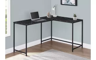 computer desk - 58 l - black marble - black metal corner