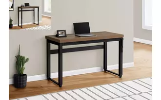 computer desk - 48 l - walnut - adj.height- black metal