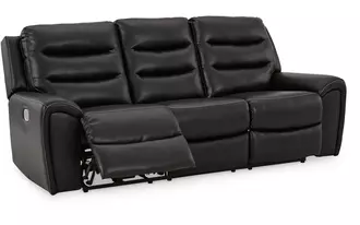 pwr rec sofa with adj headrest warlin in black by ashley