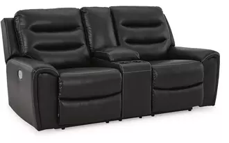 pwr rec loveseat/con/adj hdrst warlin in black by ashley