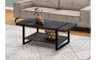 coffee table - black reclaimed wood-look - black metal  