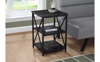 accent table - 26 h - black marble - black metal