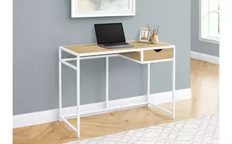 computer desk - 42 l - natural - white metal