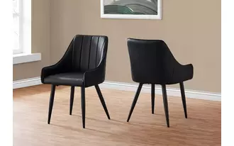 dining chair - 2pcs - 33 h - black leather-look - black  