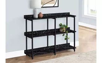 accent table - 48 l - black marble - black metal console