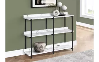 accent table - 48 l - white marble - black metal console