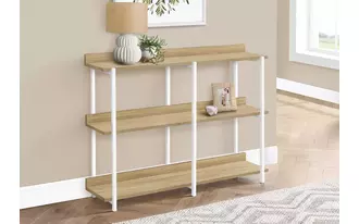 accent table - 48 l - natural - white metal hall console