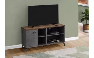 tv stand - 48 l - grey concrete - medium brown reclaimed  