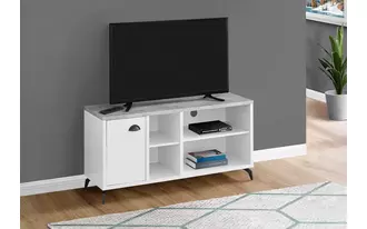 tv stand - 48 l - white - grey cement-look top  