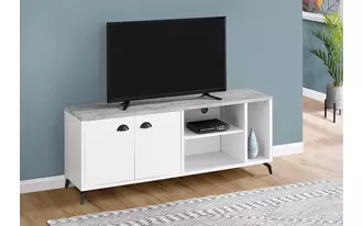 tv stand - 60 l - white - grey cement-look top