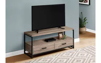 tv stand - 48 l - dark taupe - black metal  