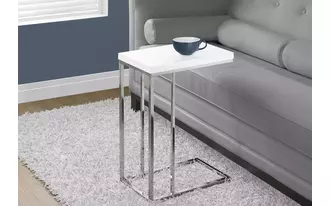 accent table - glossy white with chrome metal  