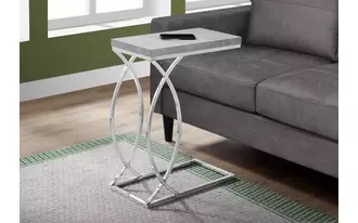 accent table - grey cement with chrome metal  