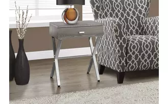 accent table - 24 h - dark taupe - chrome metal  