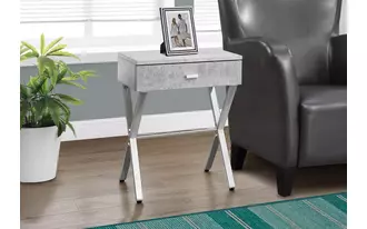 accent table - 24 h - grey cement - chrome metal  