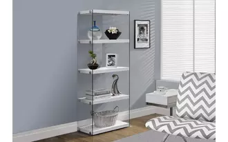bookcase - 60 h - glossy white with tempered glass  in  by monarch specialties
