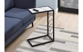 accent table - 25 h - white marble-look - black metal