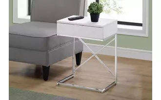 accent table - 24 h - glossy white - chrome metal