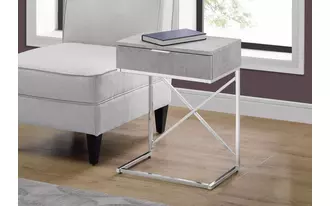 accent table - 24 h - grey cement - chrome metal  