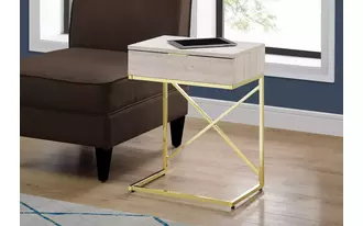 accent table - 24 h - beige marble - gold metal  
