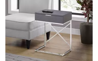 accent table - 24 h - grey - chrome metal  