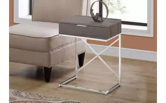 accent table - 24 h - dark taupe - chrome metal  