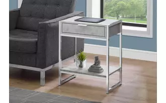 accent table - 24 h - grey cement - chrome metal