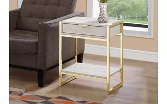 accent table - 24 h - beige marble - gold metal