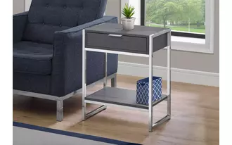 accent table - 24 h - grey - chrome metal