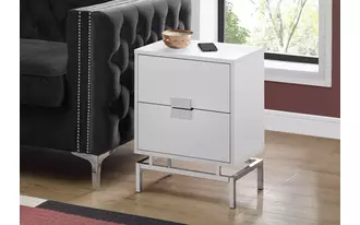 accent table - 24 h - glossy white - chrome metal  