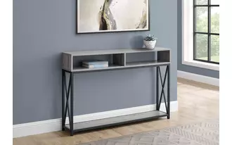 accent table - 48 l - grey - black metal hall console