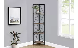 bookcase - 60 h - brown reclaimed - black metal corner