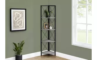 bookcase - 60 h - grey - black metal corner etagere