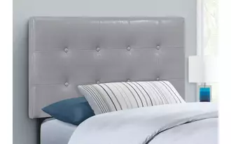 bed - twin size - grey leather-look headboard only  in  by monarch specialties