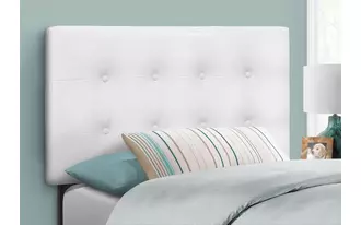 bed - twin size - white leather-look headboard only  in  by monarch specialties