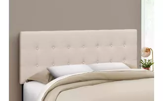 bed - queen size - beige linen headboard only  