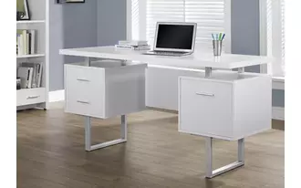 computer desk - 60 l - white - silver metal