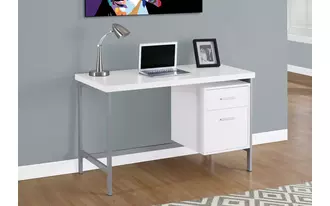 computer desk - 48 l - white - silver metal