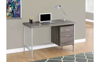 computer desk - 48 l - dark taupe - silver metal
