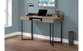 computer desk - 48 l - dark taupe - black metal