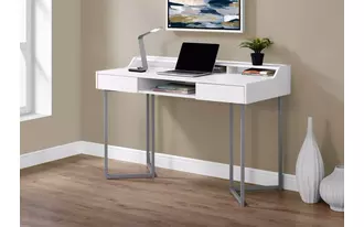 computer desk - 48 l - white - silver metal