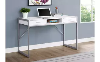 computer desk - 48 l - white - silver metal