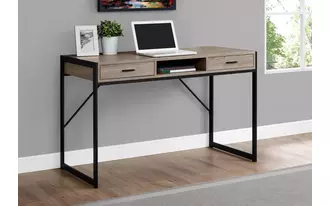 computer desk - 48 l - dark taupe - black metal