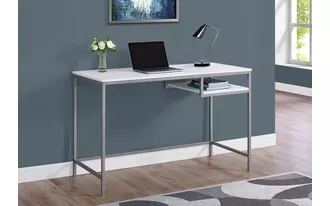 computer desk - 48 l - white - silver metal
