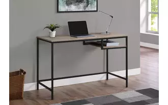 computer desk - 48 l - dark taupe - black metal