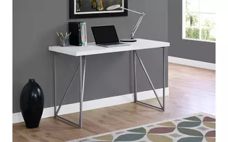 computer desk - 48 l - white - silver metal